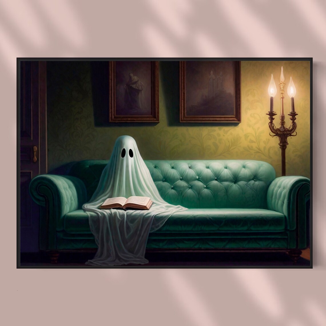 Ghost Art Vintage Ghost Print Sheeted Ghost Art Print Cute Ghost Face Spooky Moody Dark Academia Room Decor - Image 3