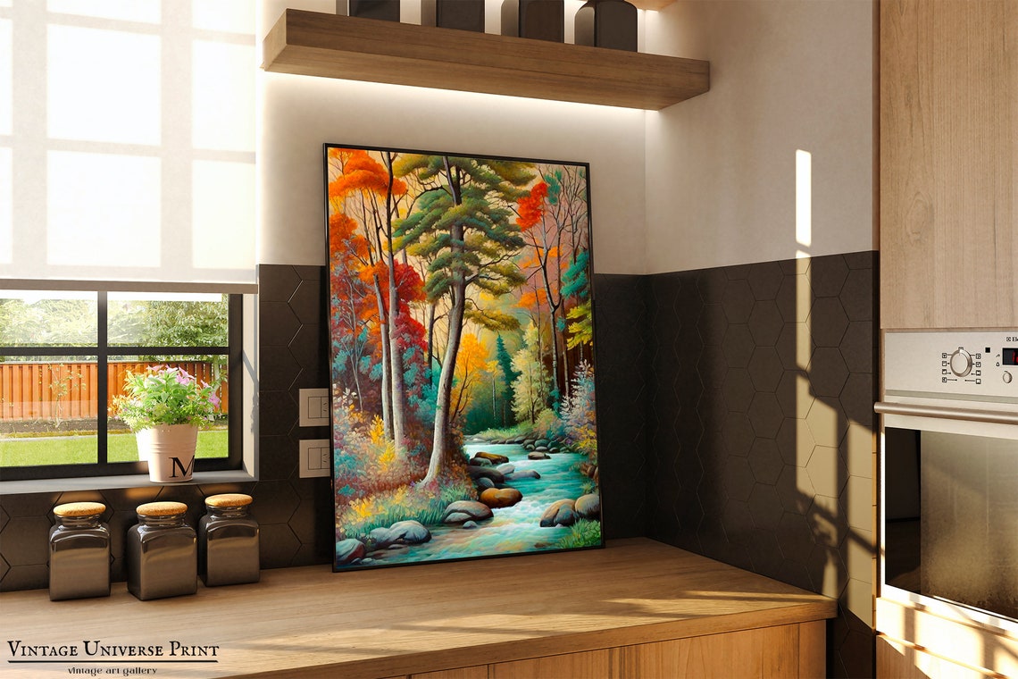 Autumn River Landscape With Colorful Trees And Turquoise Stream Poster - Image 3