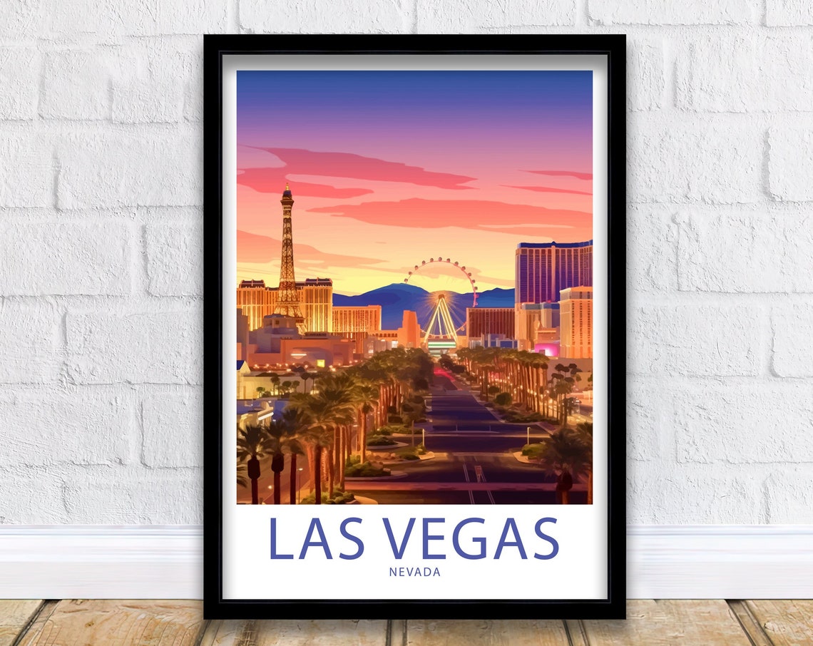 Las Vegas Nevada Eiffel Tower High Roller Sunset Boulevard Art Poster