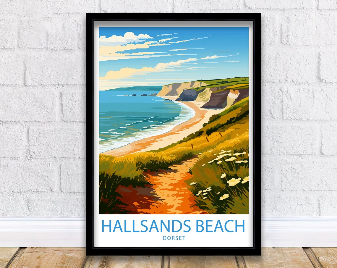 Hallsands Beach Dorset Golden Cliff Path White Flower Meadow Poster