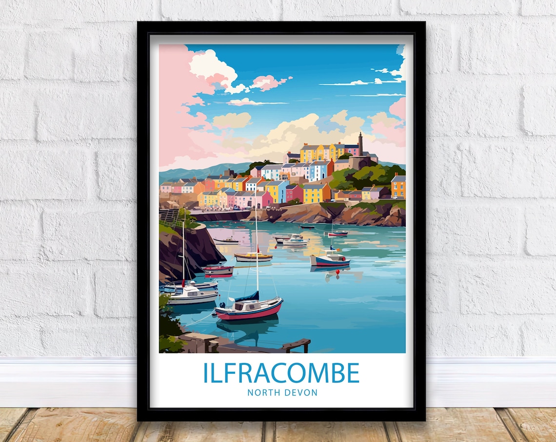 Ilfracombe Travel Poster, Coastal Place Wall Decor