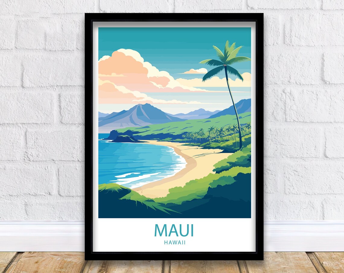 Maui Travel Print Maui Wall Decor Hawaii Maui Art Maui Wall Art Hawaii Poster Gift For Tropical Paradise Lovers Maui Travel Poster Art Gift