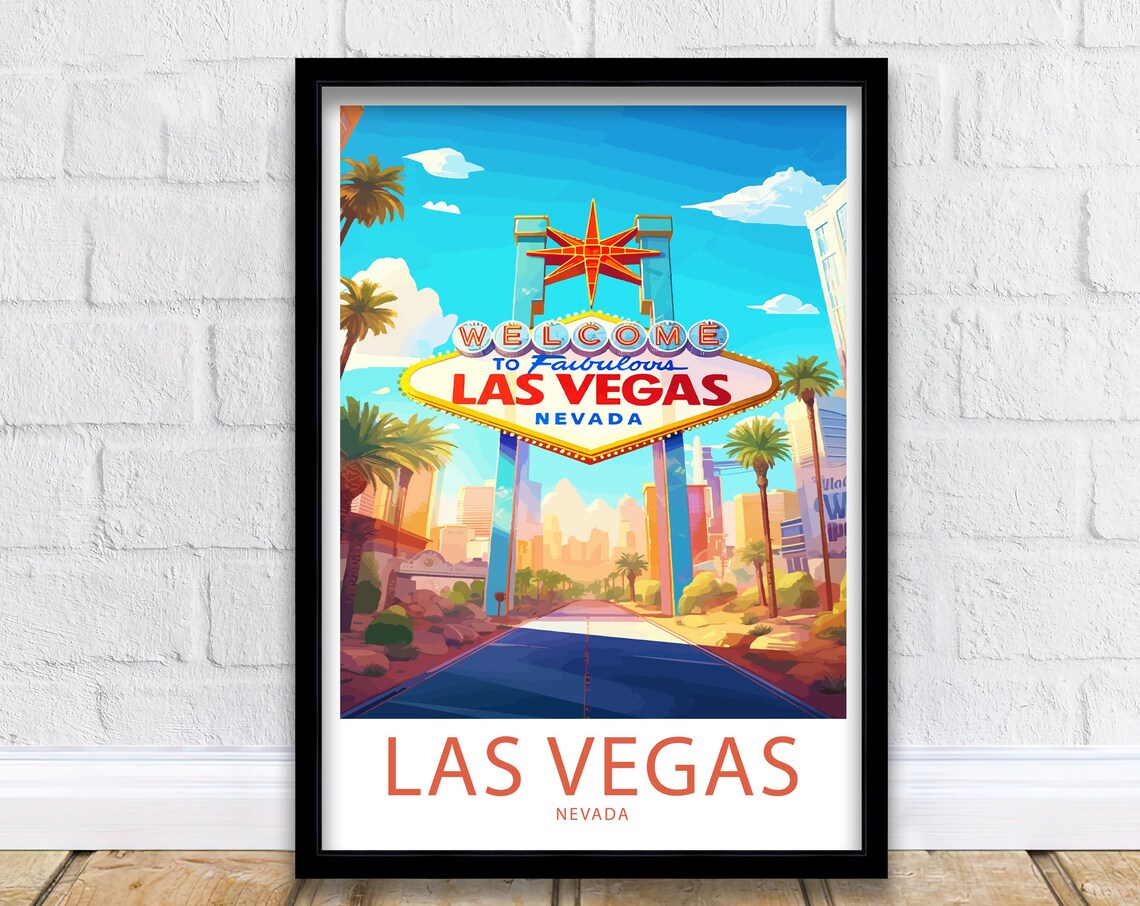 Las Vegas Nevada Welcome Sign Classic Roadside Icon Art Poster
