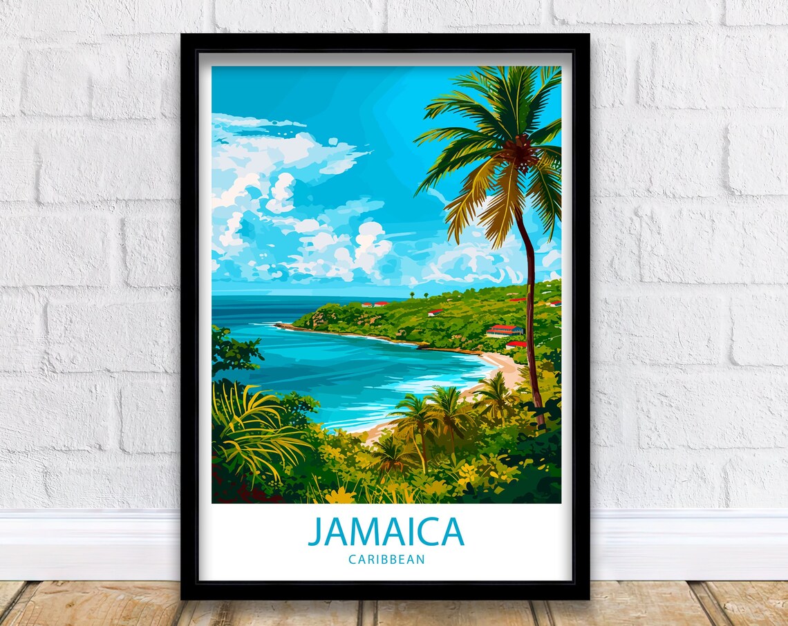 Jamaica Travel Poster, Caribbean Island Wall Decor