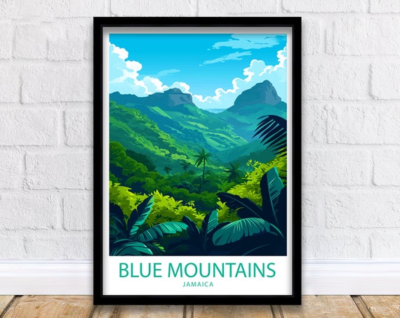 Blue Mountains Jamaica Travel Print Blue Mountains Wall Decor Jamaica Blue Mountains Art Blue Mountains Wall Art Jamaica Poster Gift