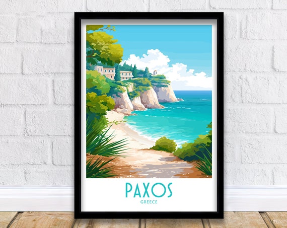 Paxos Travel Poster, Greece Wall Art