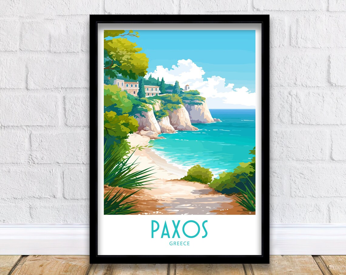Paxos Travel Poster, Greece Wall Art