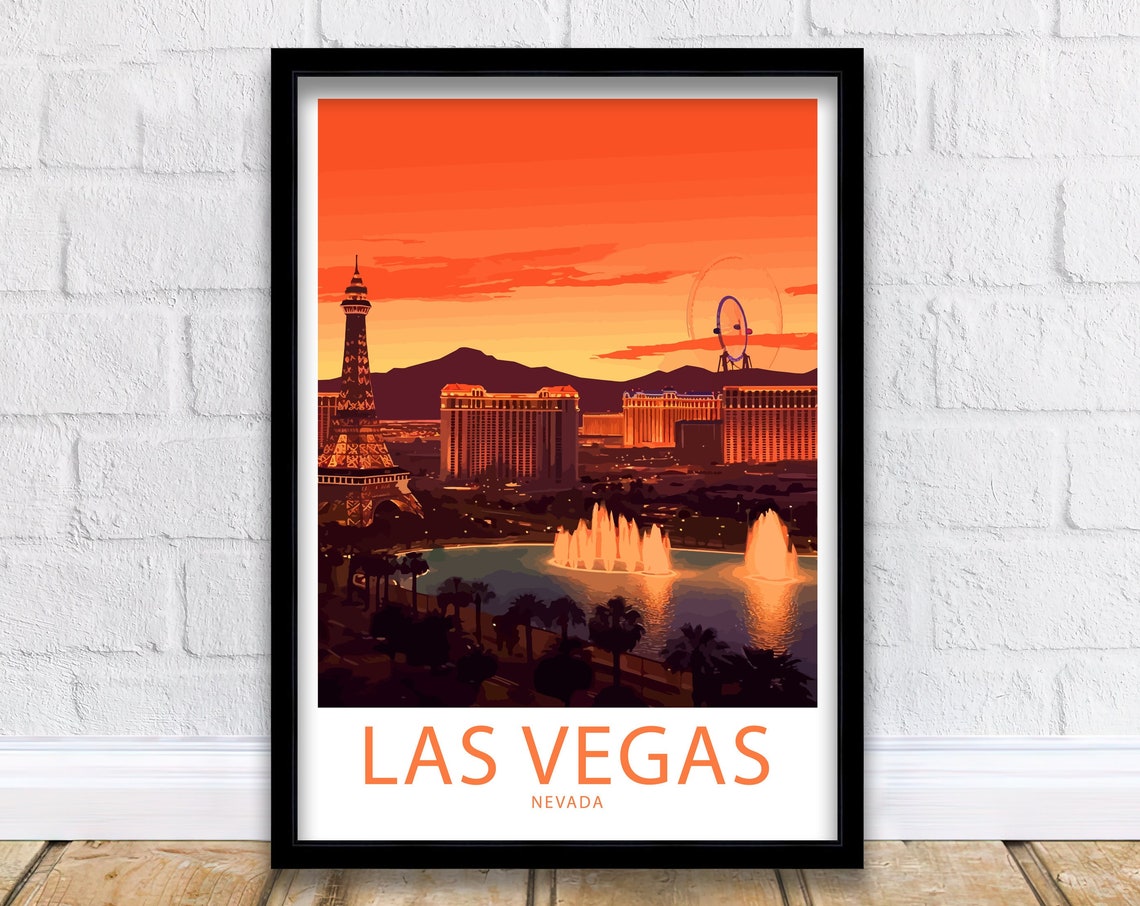 Las Vegas Nevada Paris Eiffel Tower High Roller Sunset Glow Poster