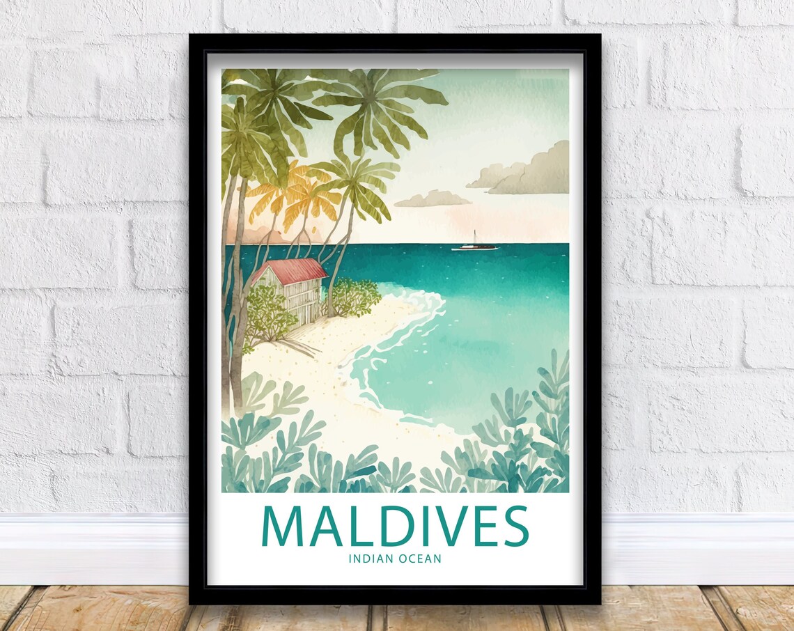 Maldives Indian Ocean Travel Poster, Home Decor
