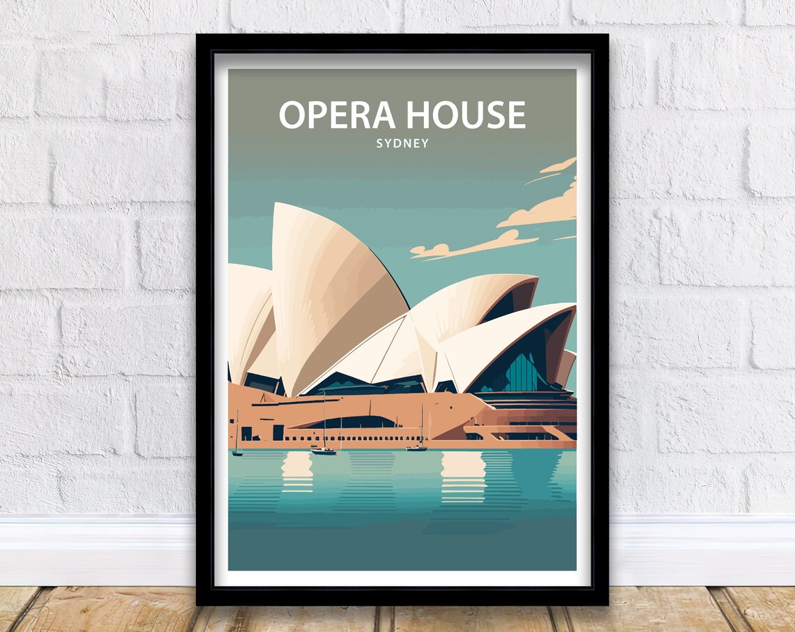 Sydney Opera House Australia Sails Harbour Retro Travel Poster