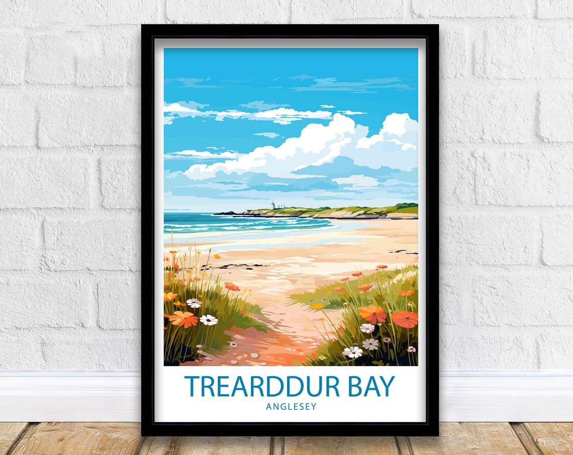 Trearddur Bay Anglesey Wildflower Dunes Sandy Beach Travel Poster