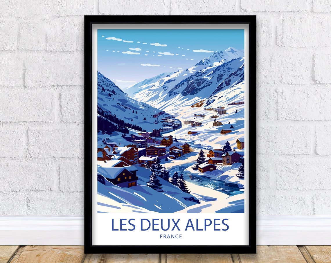 Les Deux Alpes Travel Print Les Deux Alpes Wall Decor France Les Deux Alpes Art Les Deux Alpes Wall Art France Poster Gift For Ski Lovers - Image 5