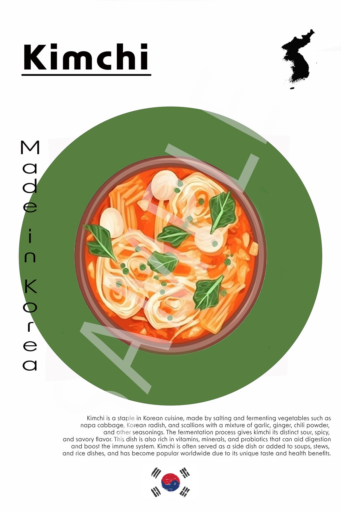 Korean Kimchi Made In Korea Culinary Heritage Food Art Poster - Image 2