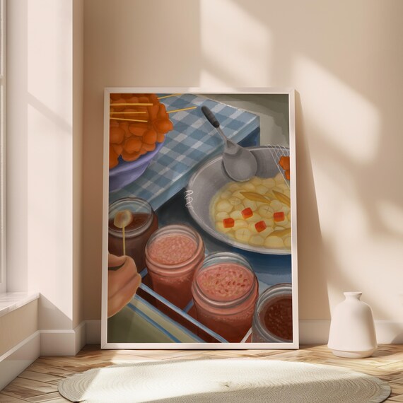 Satin Poster Filipino Streetfood Art Fishball Cart Wall Decor Philippines Food Gift Friend Hanging Pinoy