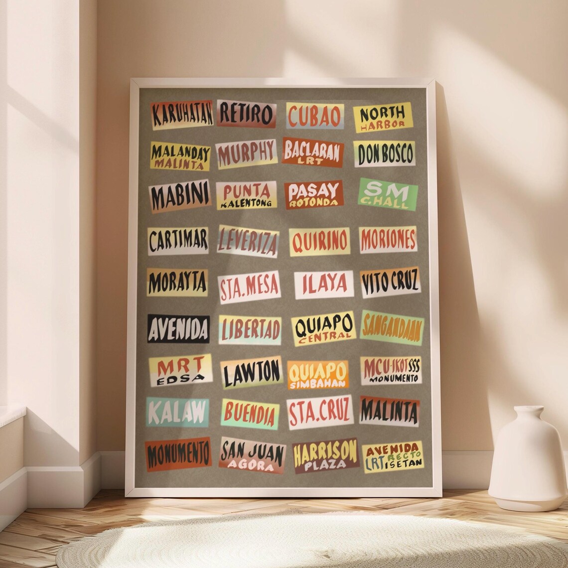 Filipino Jeepney Signboard Collage With Retro Route Destinations Wall Art