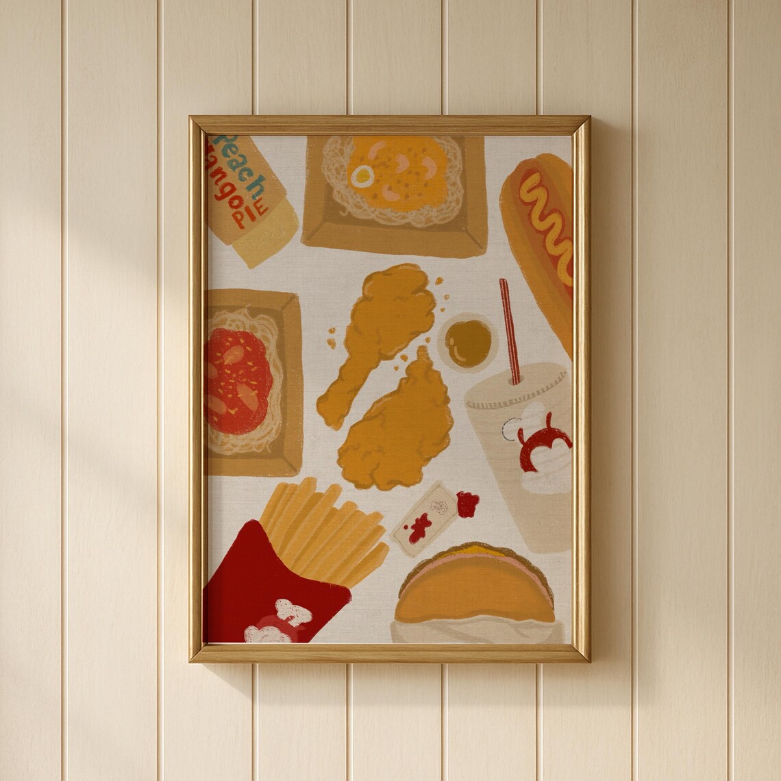 Filipino Fast Food Feast Peach Mango Pie Chicken Fries Art Poster