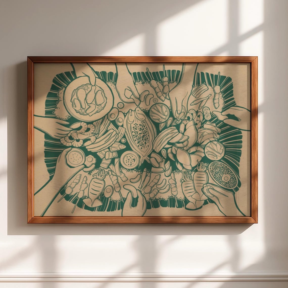 Filipino Kamayan Feast Poster, Philippines Kitchen Wall Art
