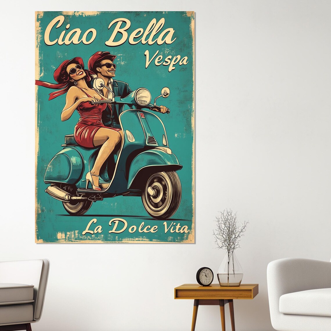 Ciao Bella Vintage Italian Travel Poster, Retro Style