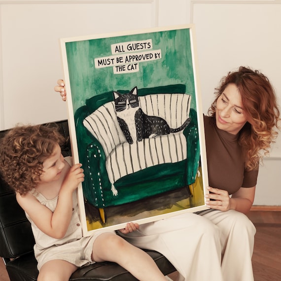 All Guests Must Be Approved by the Cat Funny Black Cat Poster