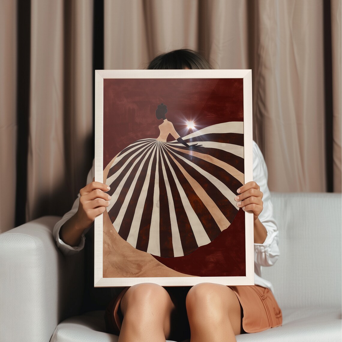 Contemporary Dark Brown Striped Abstract Wall Art - Image 2