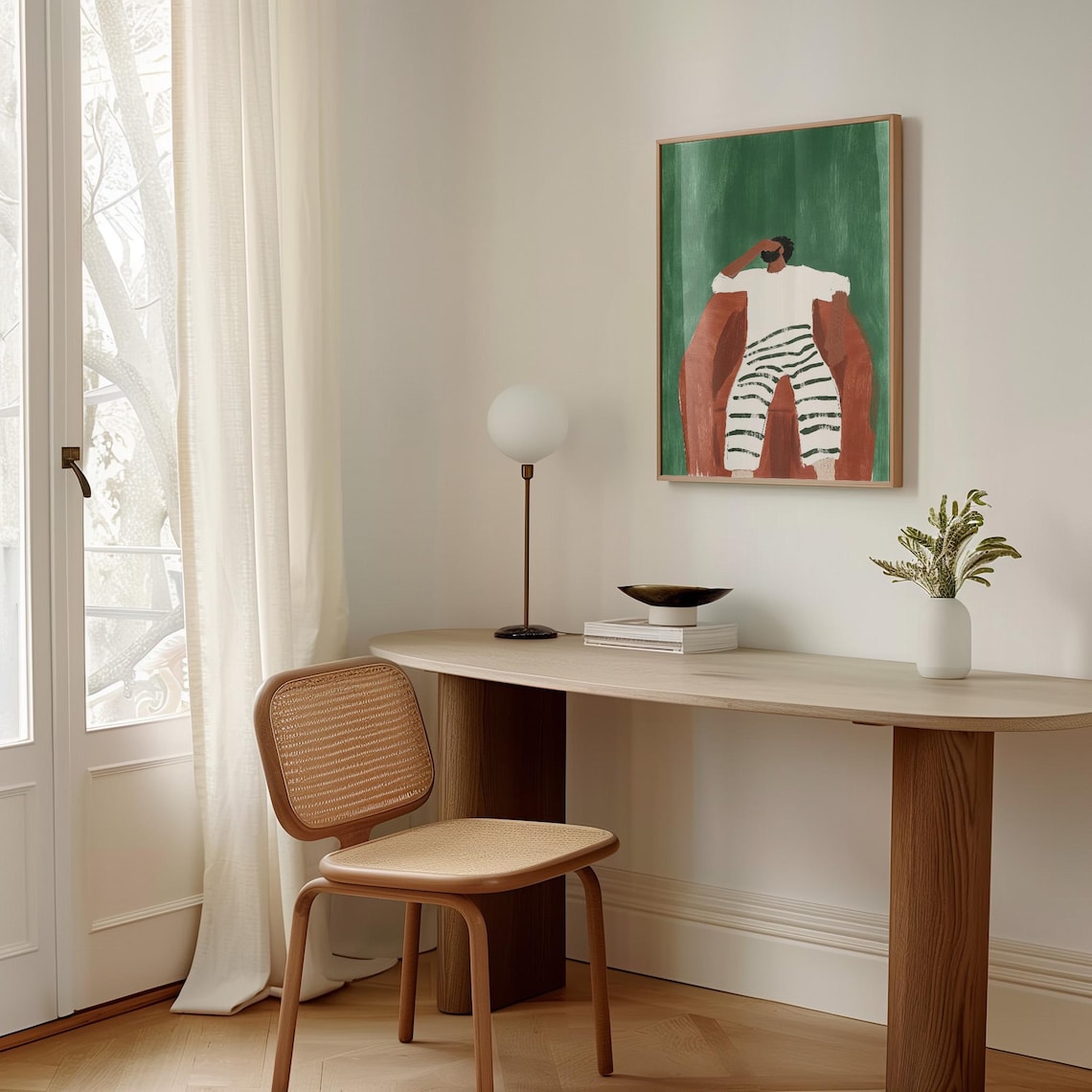 Minimalist Man In Striped Pants, Modern Art Print - Image 4