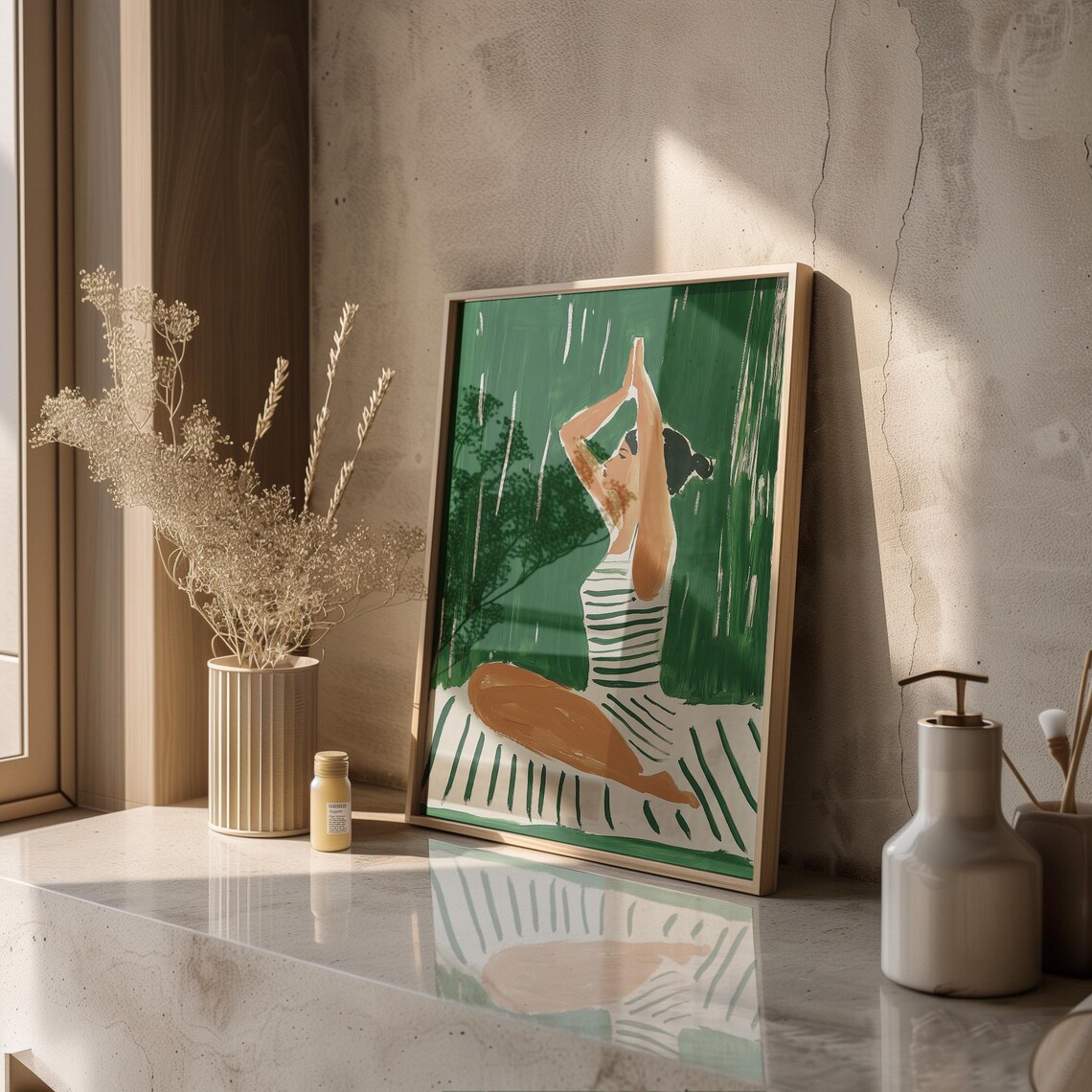Modern Yoga Art Print, Abstract Woman Meditating - Image 5