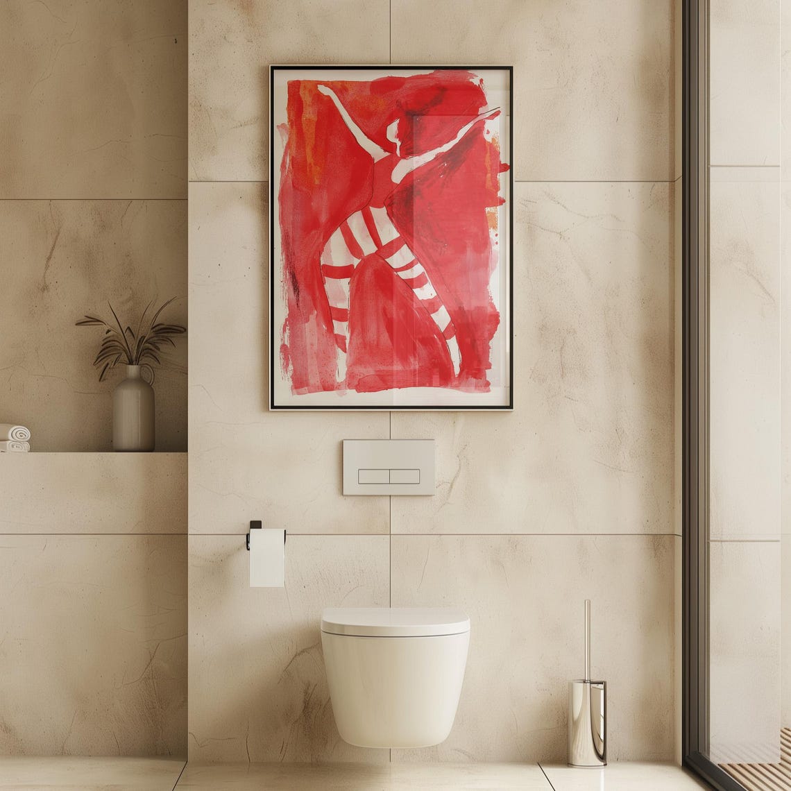 Abstract Red Dancer Arms Raised Bold Expressive Movement Poster - Image 3