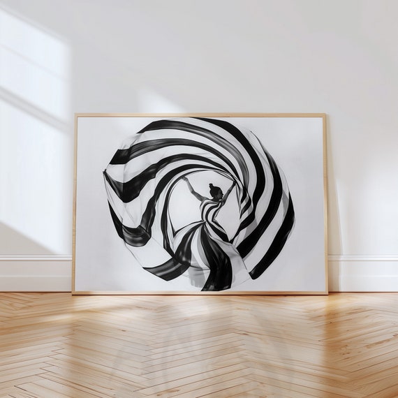 Contemporary Art Black And White Modern Print Abstract Woman Dance Photography Large Wall Art For Home Decor Horizontal Print