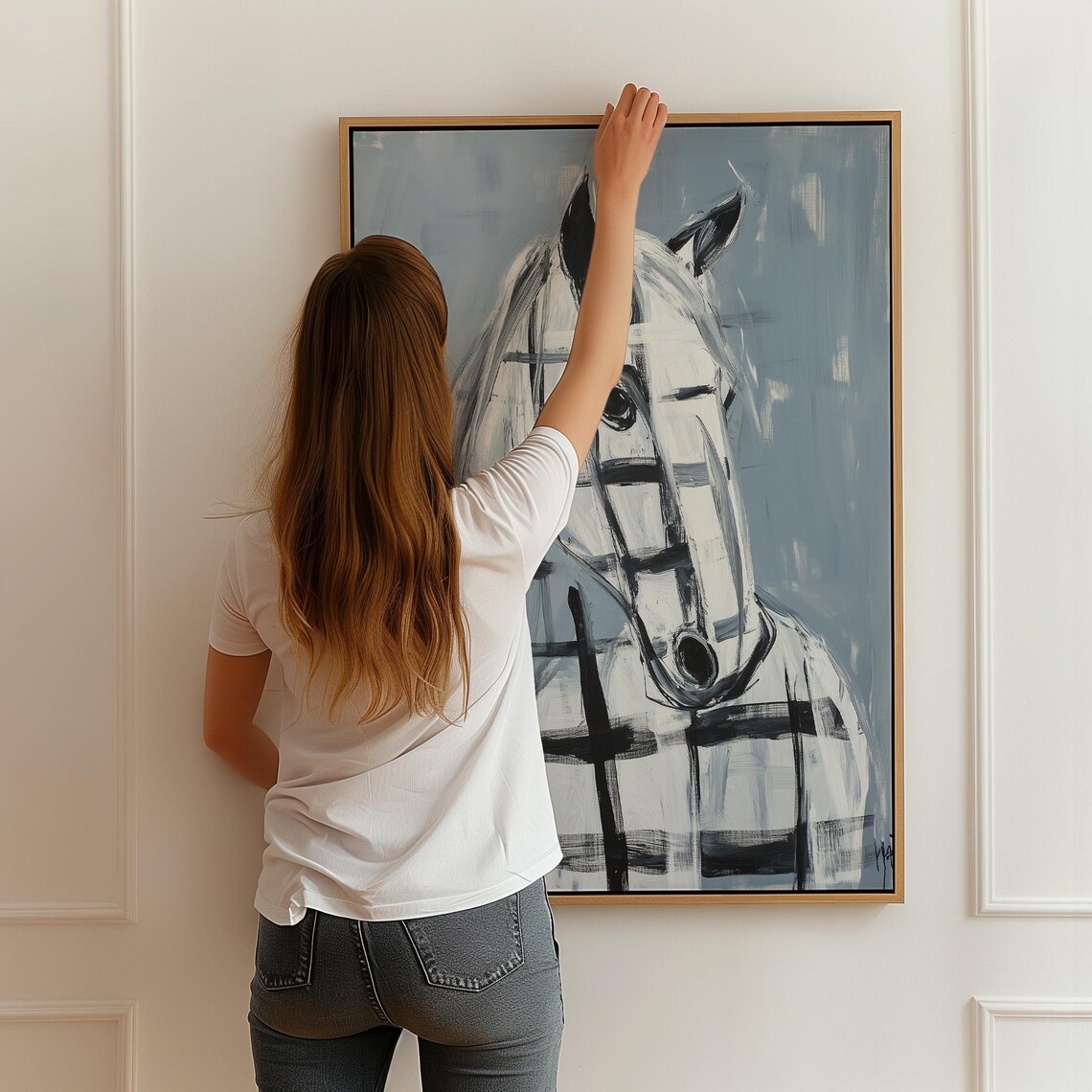 Abstract Horse Wall Art, Black And White Minimalist - Image 2