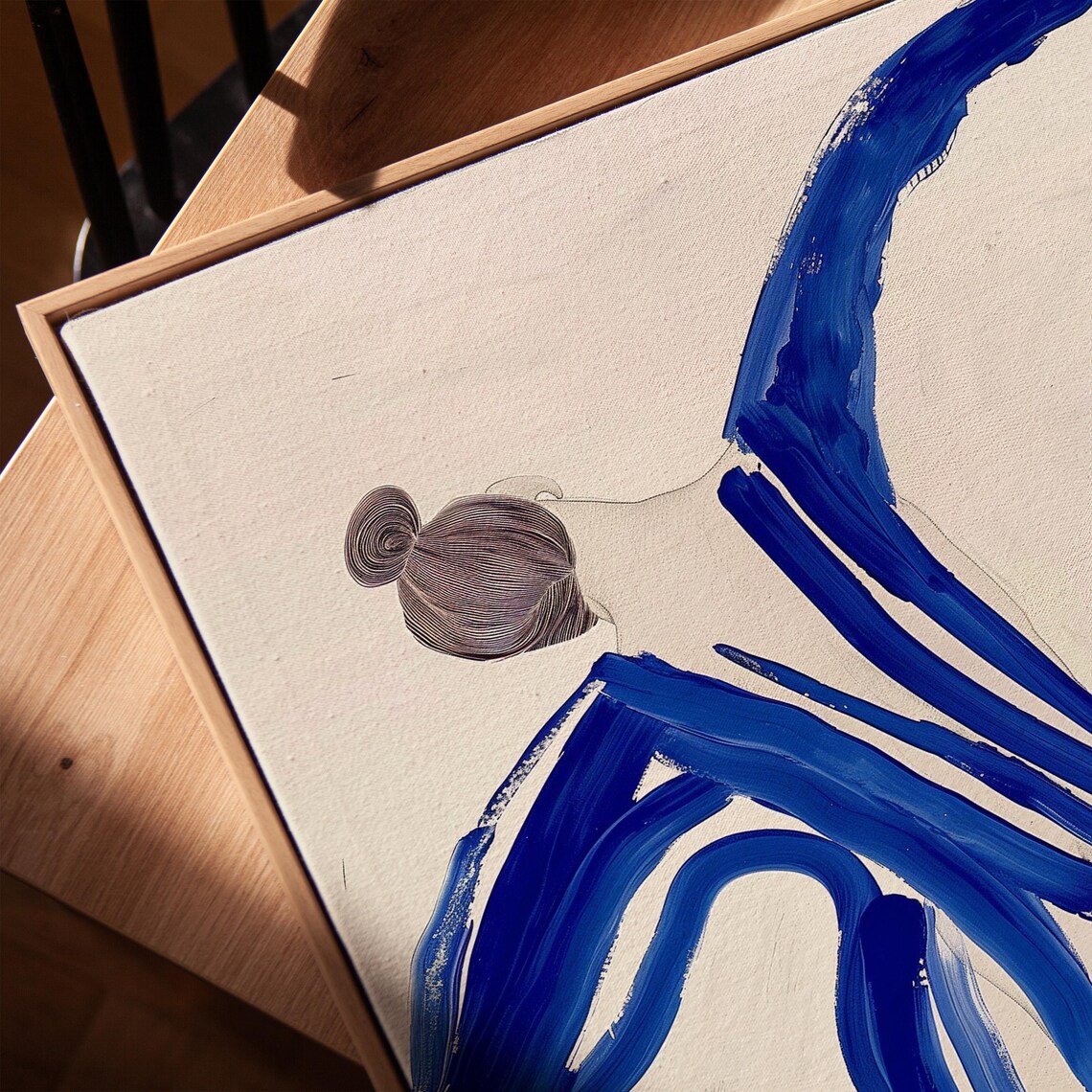 Abstract Blue Dancer Ultramarine Brushstroke Minimalist Movement Poster - Image 4
