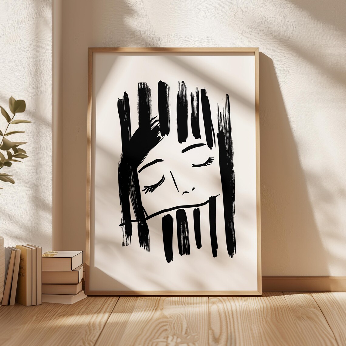 Minimalist Face Line Art, Emotional Abstract Portrait