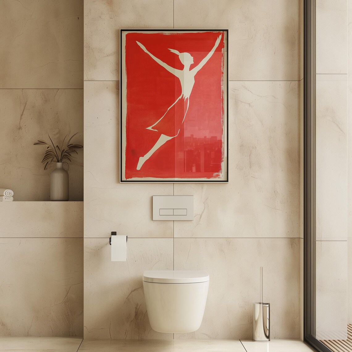 Red Abstract Woman Silhouette, Minimalist Dance Art - Image 4