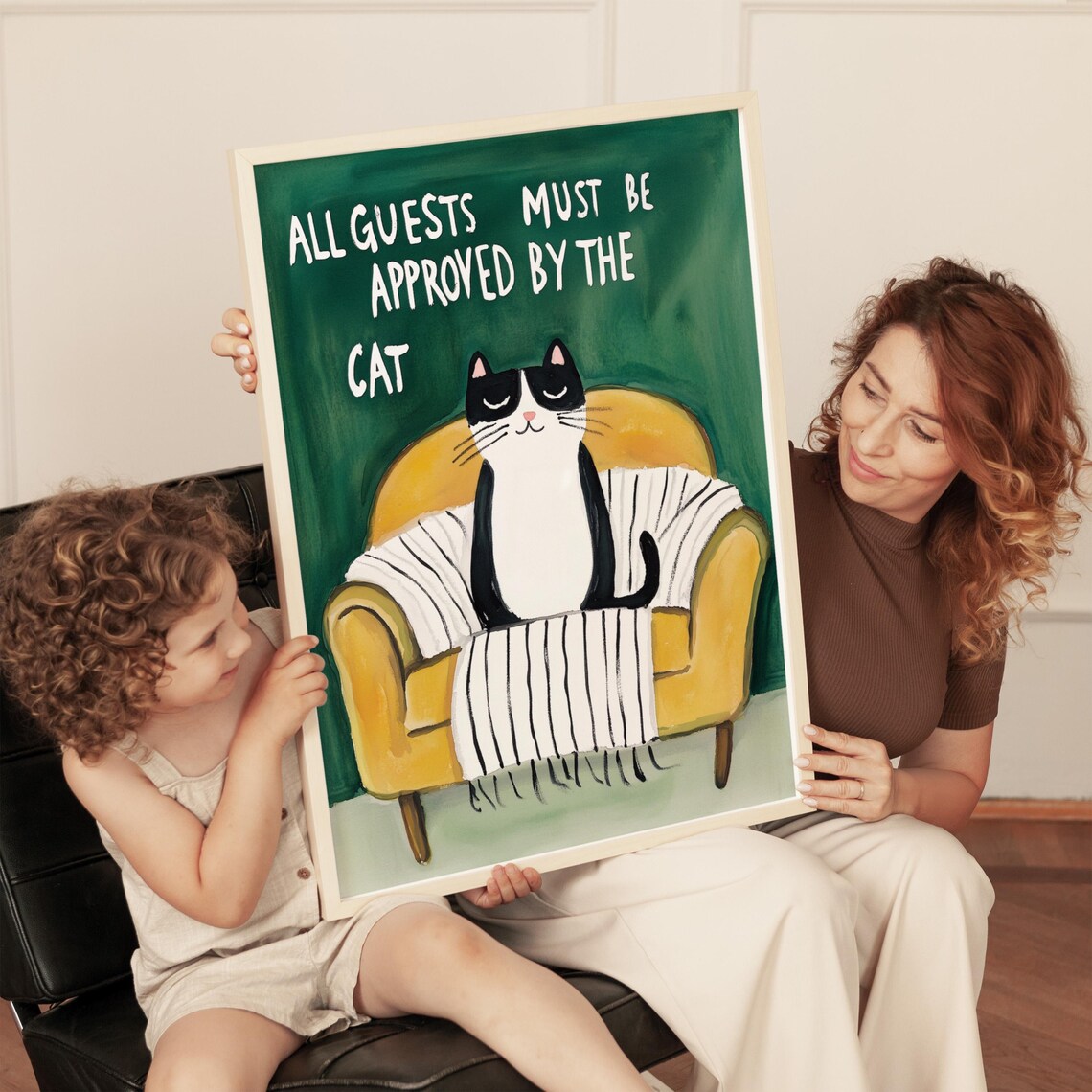 All Guests Must Be Approved By The Cat Humorous Quote Wall Art