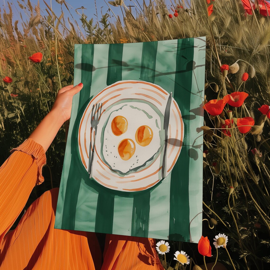 Sunny Side Up Eggs Minimalist Breakfast Art Print - Image 3
