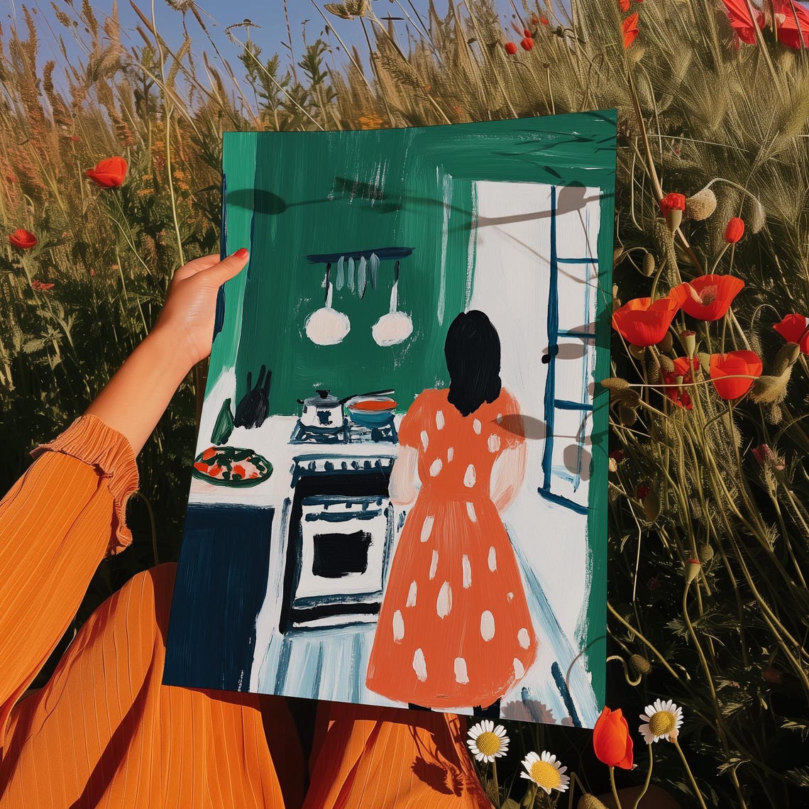 Woman Cooking Print, Modern Kitchen Decor Art Print - Image 5