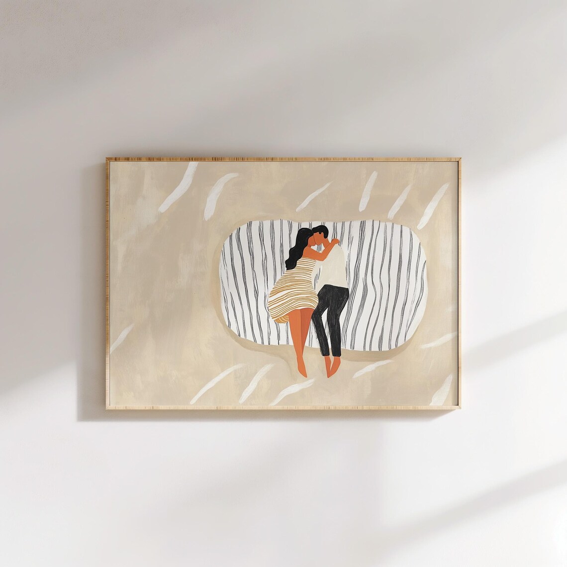 Abstract Couple Print, Minimalist Bedroom Love Art
