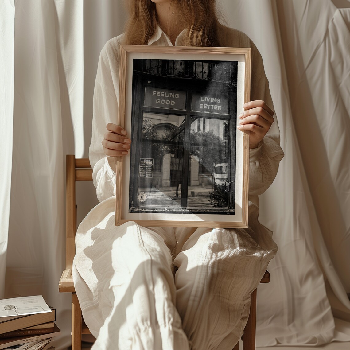 Feeling Good Living Better Shop Window Black White Photo Poster - Image 2