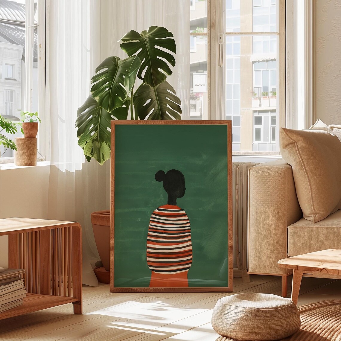 Emerald Green Abstract People Contemporary Art Print - Image 2