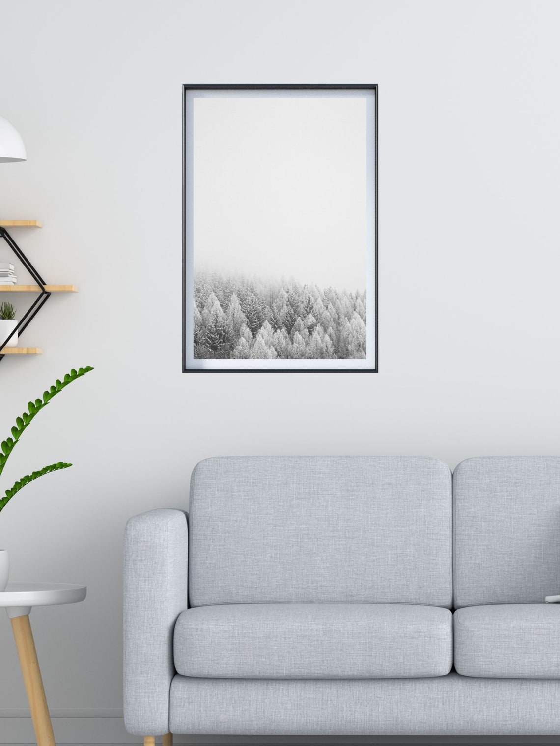 Misty Snowy Forest Minimalist White Winter Photography Poster - Image 3