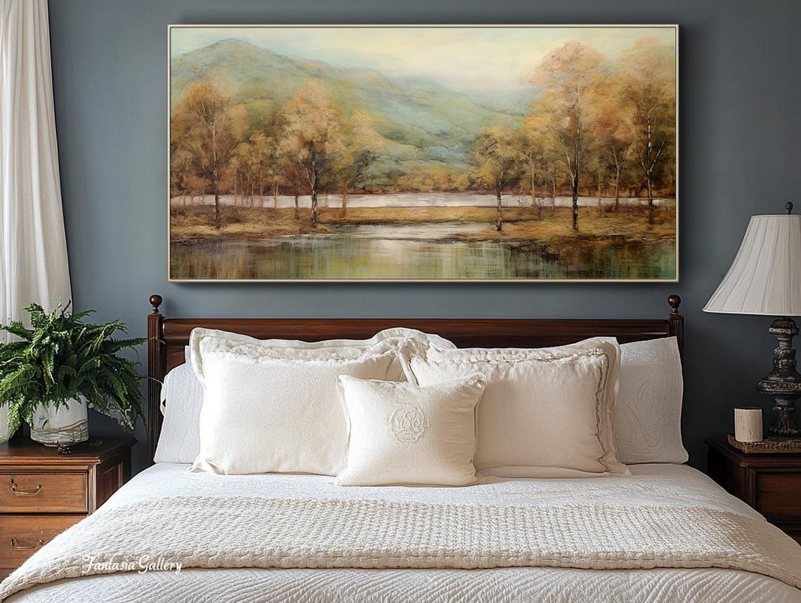 Golden Autumn Lake With Mountain Reflections Serene Landscape Print - Image 3