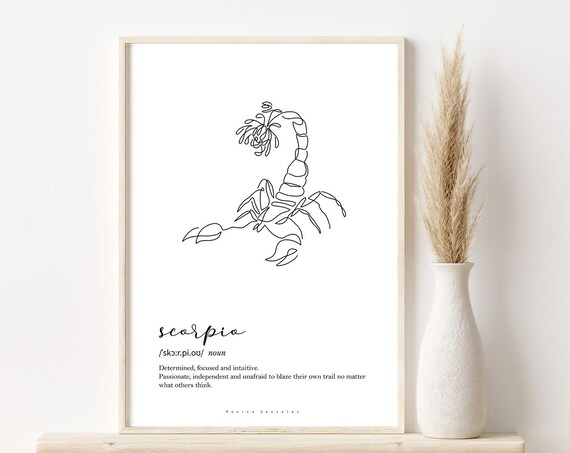 Scorpio Zodiac Print Scorpio Definition Print Self Gift Scorpio Poster Astrology Print Scorpio Constellation Zodiac Wall Print