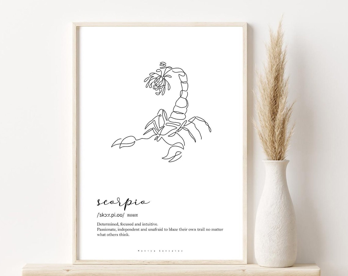 Scorpio Zodiac Print Scorpio Definition Print Self Gift Scorpio Poster Astrology Print Scorpio Constellation Zodiac Wall Print