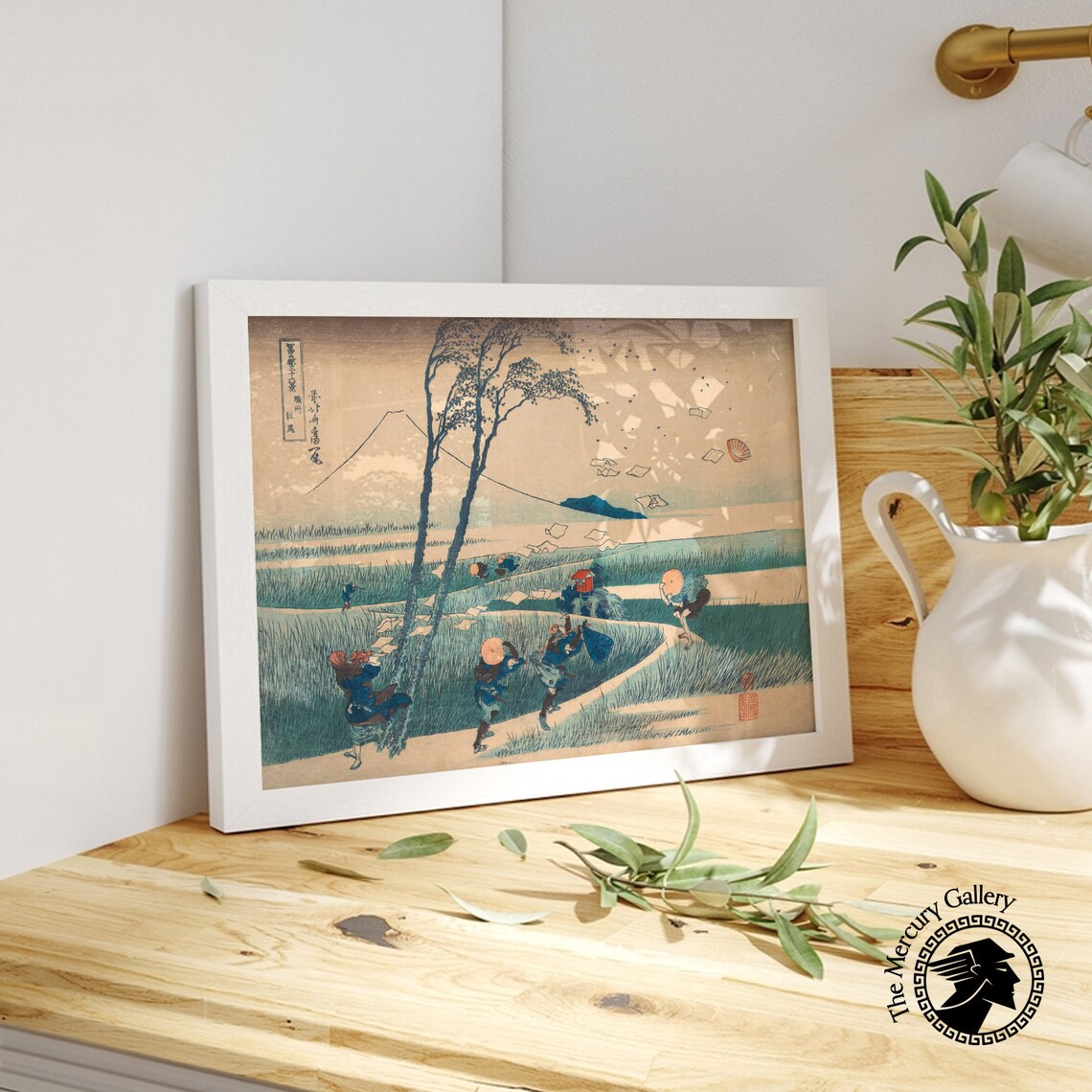 Hokusai Ejiri Suruga Gust of Wind Farmers Mount Fuji Ukiyo E Art Poster - Image 2