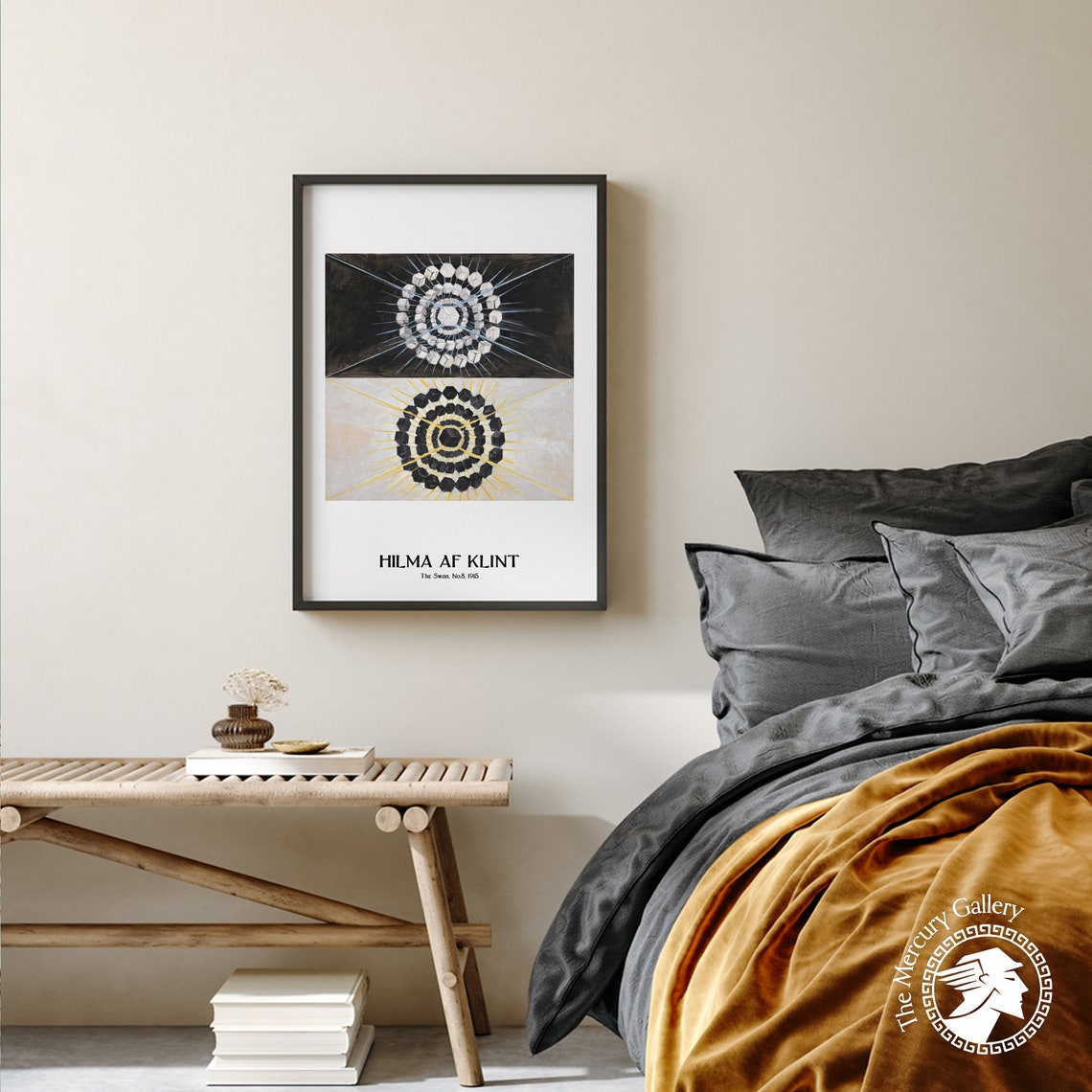 Hilma Af Klint The Swan No 8 1915 Black White Sunburst Art Print - Image 3