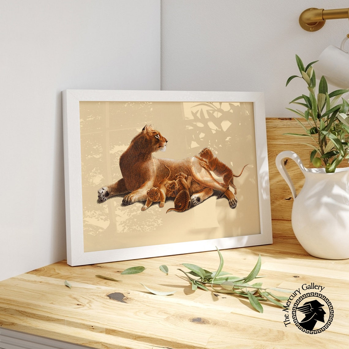 Lion Family Poster Print Vintage Animal Poster Vintage Illustration Of Fails Leo Lion Family Poster Print Wall Gallery Wall Art - Image 5