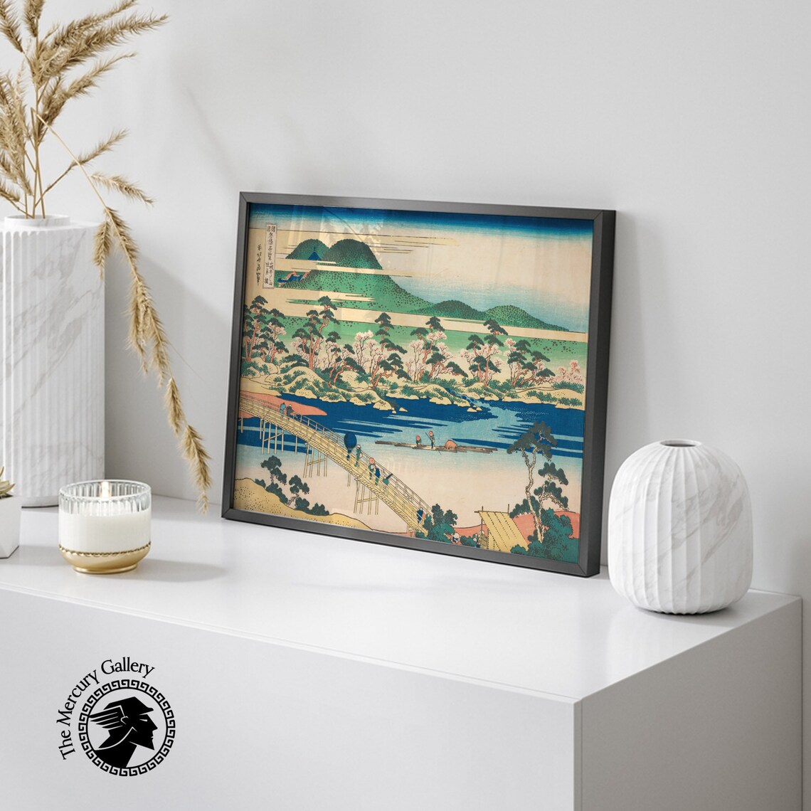 Hokusai Togetsu Bridge Arashiyama River Kyoto Japanese Woodblock Art Poster - Image 2