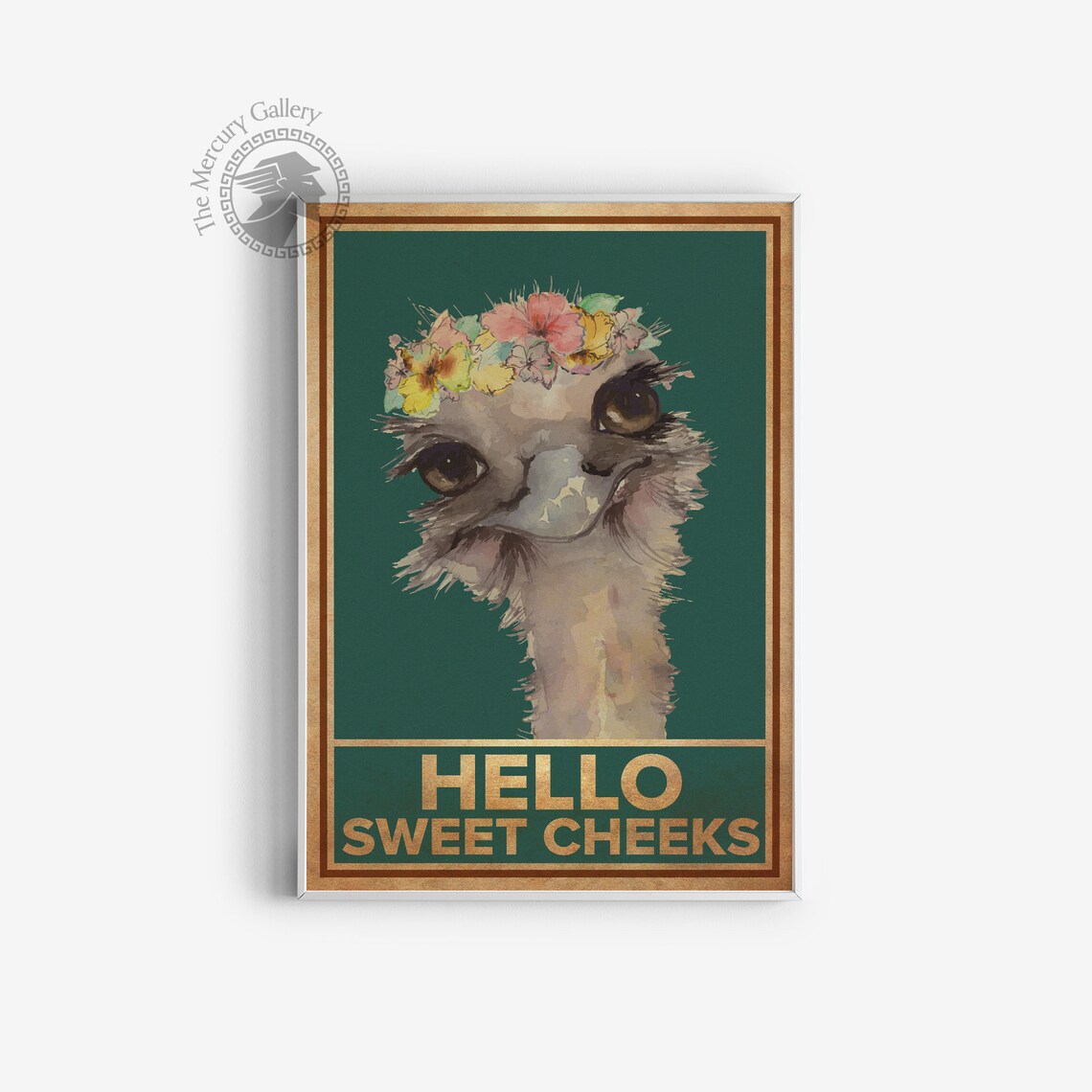 Ostrich Hello Sweet Cheeks Comedy Animal Art Print - Image 6