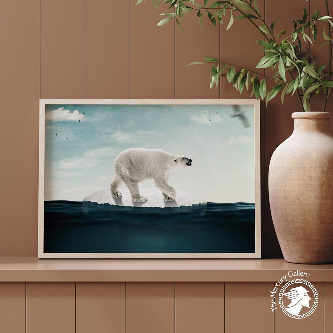 Polar Bear On Melting Ice Floe Arctic Wildlife Fine Art Print