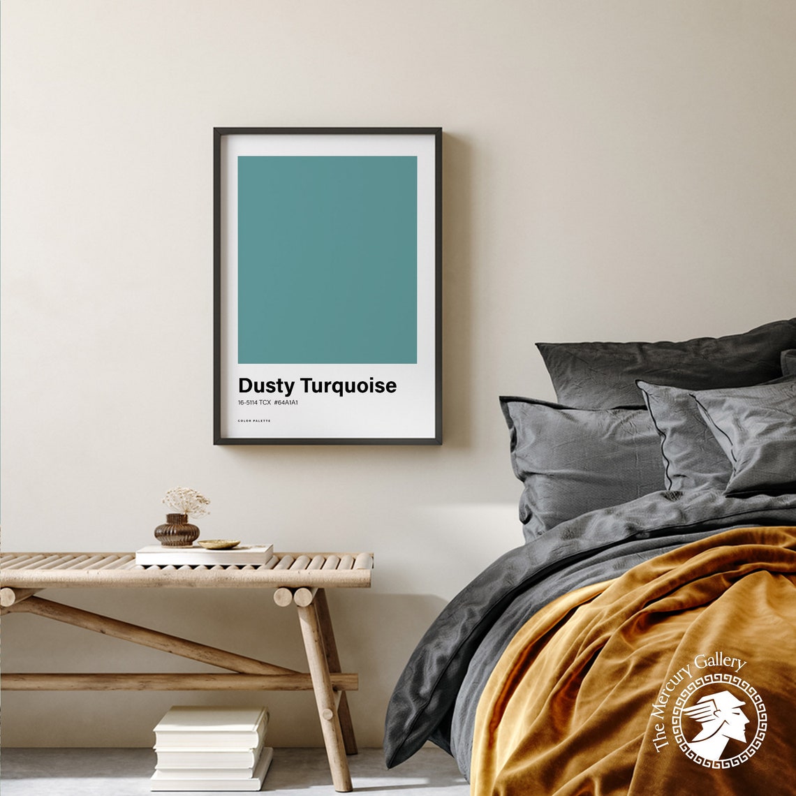 Dusty Turquoise Color Poster Print Great Color Scheme Minimalistic Design Trending Colour Print Complementary Wall Poster - Image 2