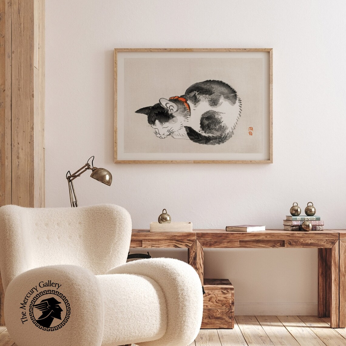 Sleeping Cat Vintage Japanese Print, Retro Wall Art - Image 3